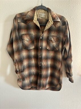 Vintage Pendleton Canyon High Grade Western Wear Wool Pearl Snap Shirt Size L